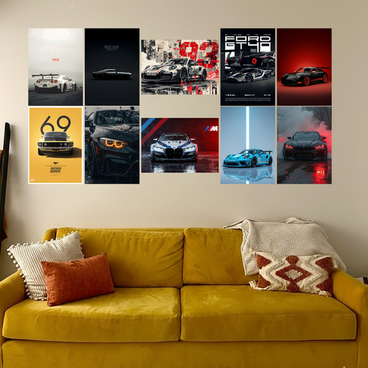 Supercar Syndicate 10 Piece A4 Sticker Poster Collection