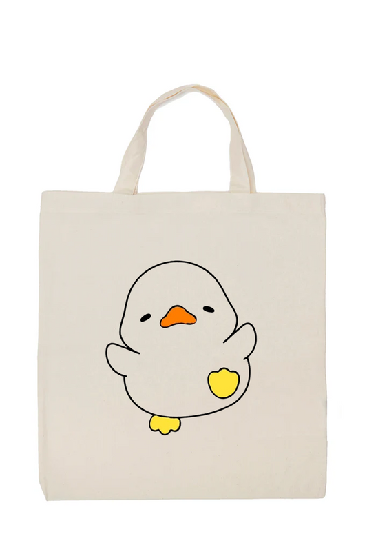 Adorable Waving Duckie Cotton Tote Bag