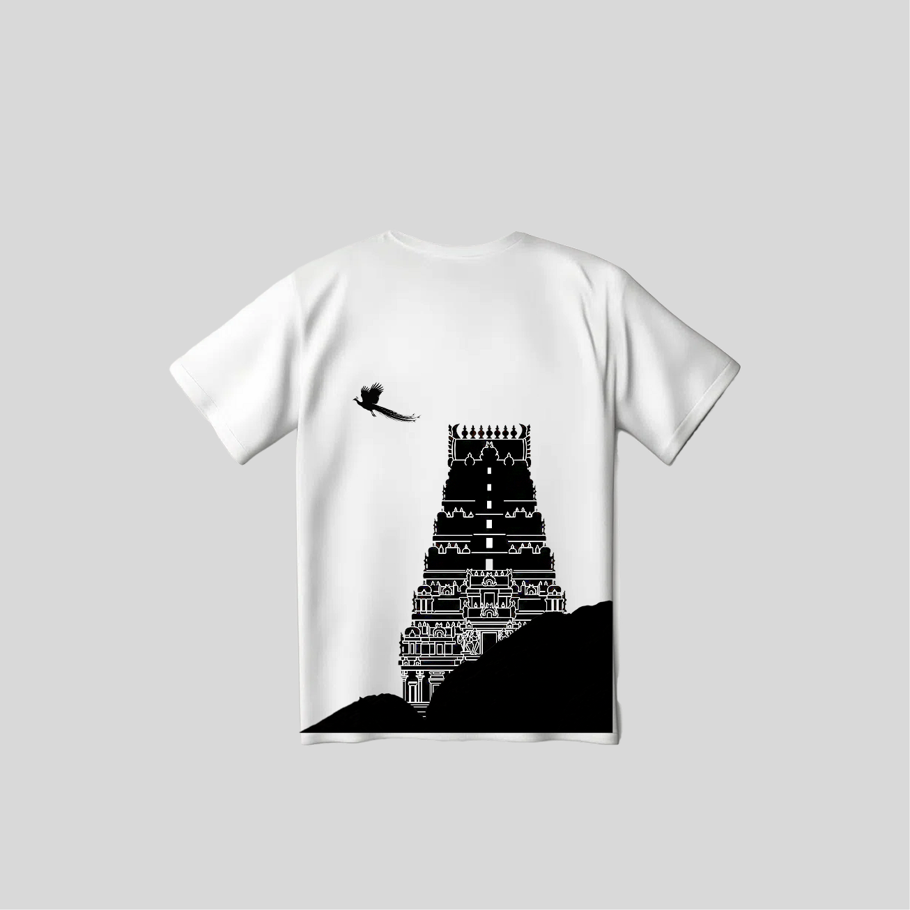 Murugan Paaththupan Pilgrimage Tee - Minimalist Black & White Graphic Over-sized T-Shirt