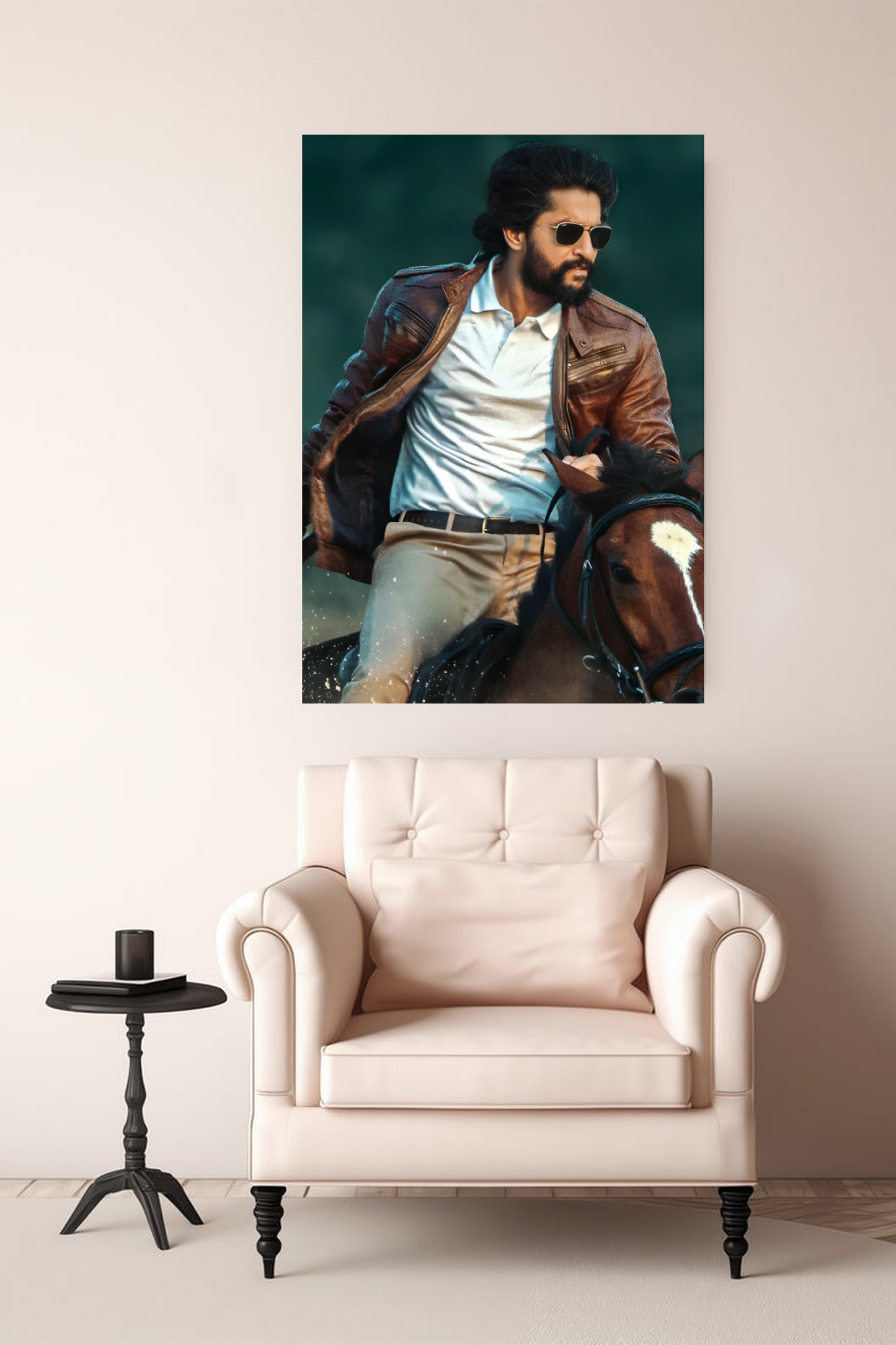 Telugu Star Nani on Horse A4 Sticker Poster - Cinematic Look