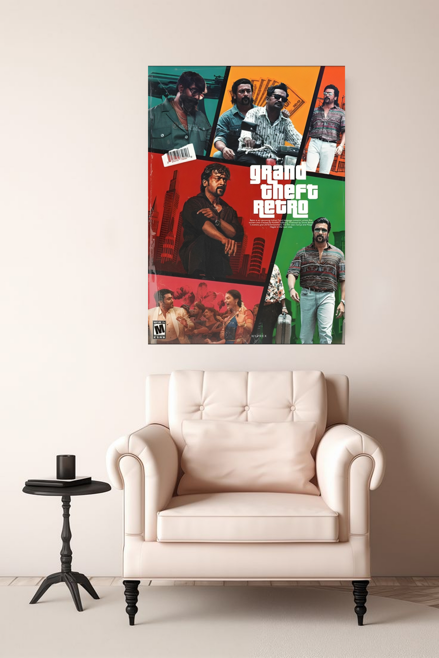 Suriya Grand Theft Retro A4 Poster - GTA Style Collage