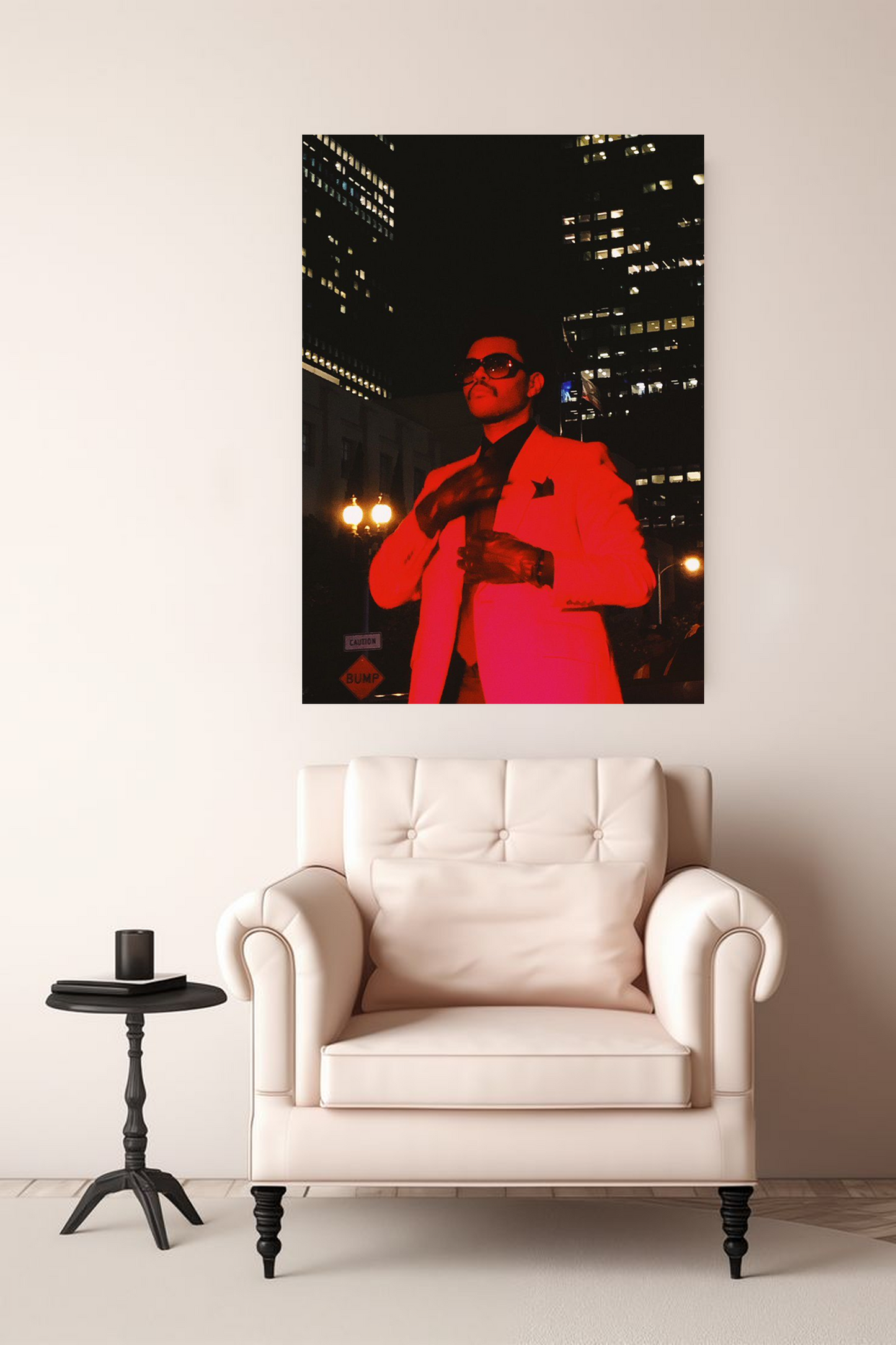 The Weeknd Red Suit After Hours A4 Sticker Poster - City Night