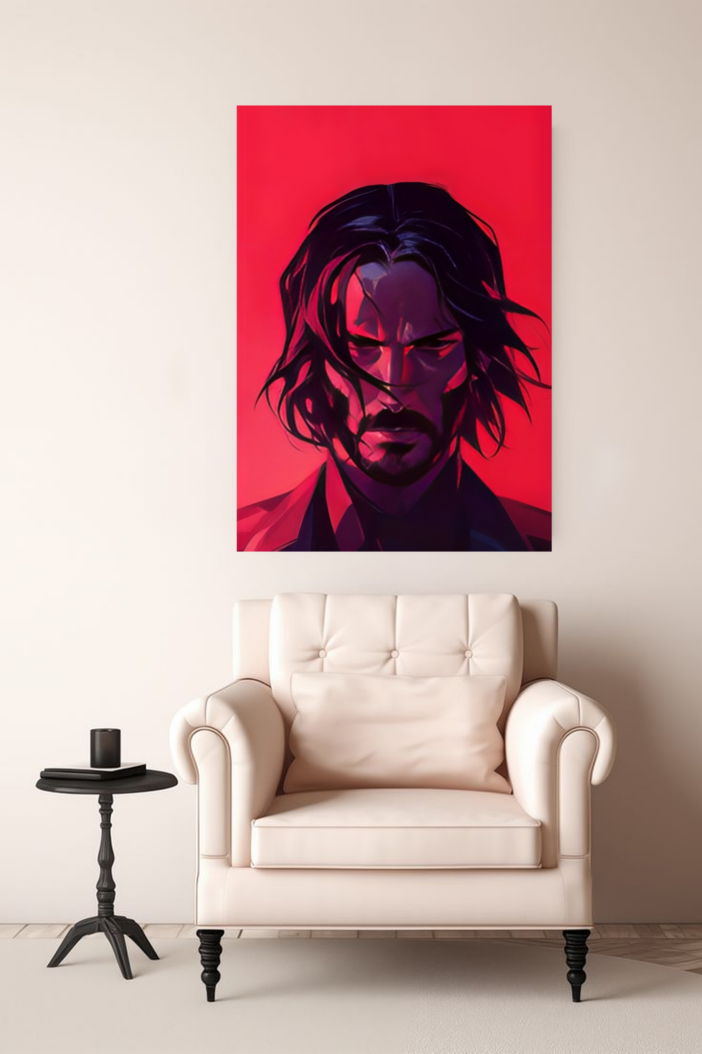 Red & Black John Wick Art A4 Sticker Poster - Keanu Reeves