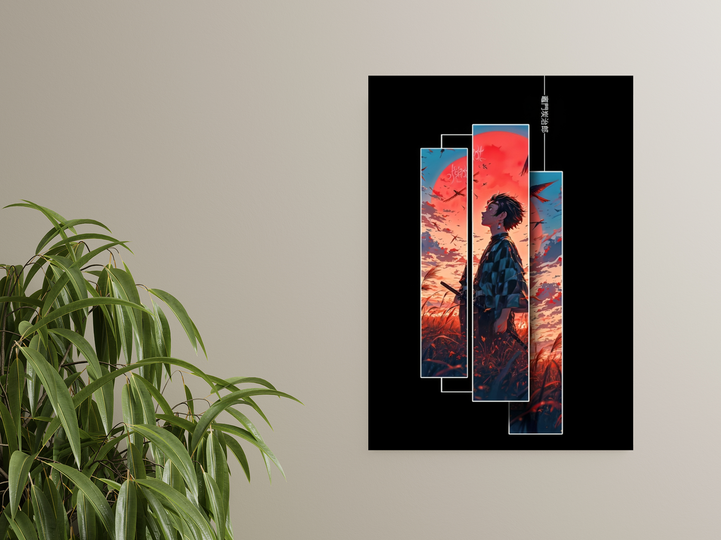 Tanjiro Kamado Sunset A4 Sticker Poster - Demon Slayer