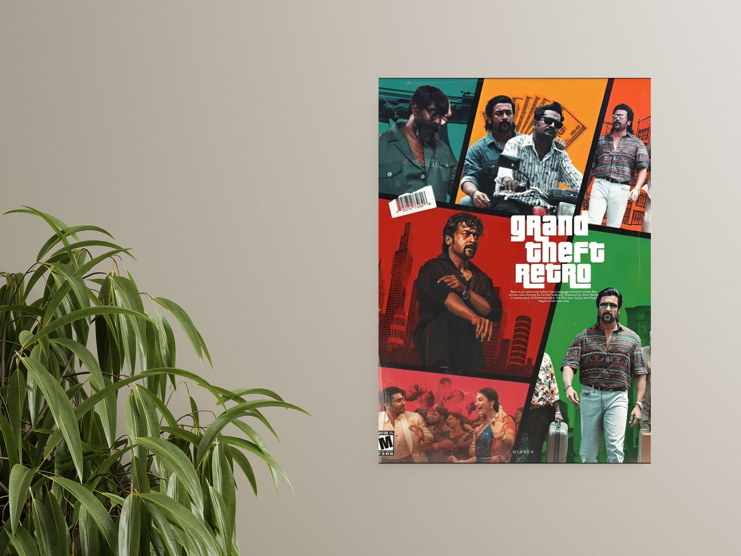 Suriya Grand Theft Retro A4 Poster - GTA Style Collage