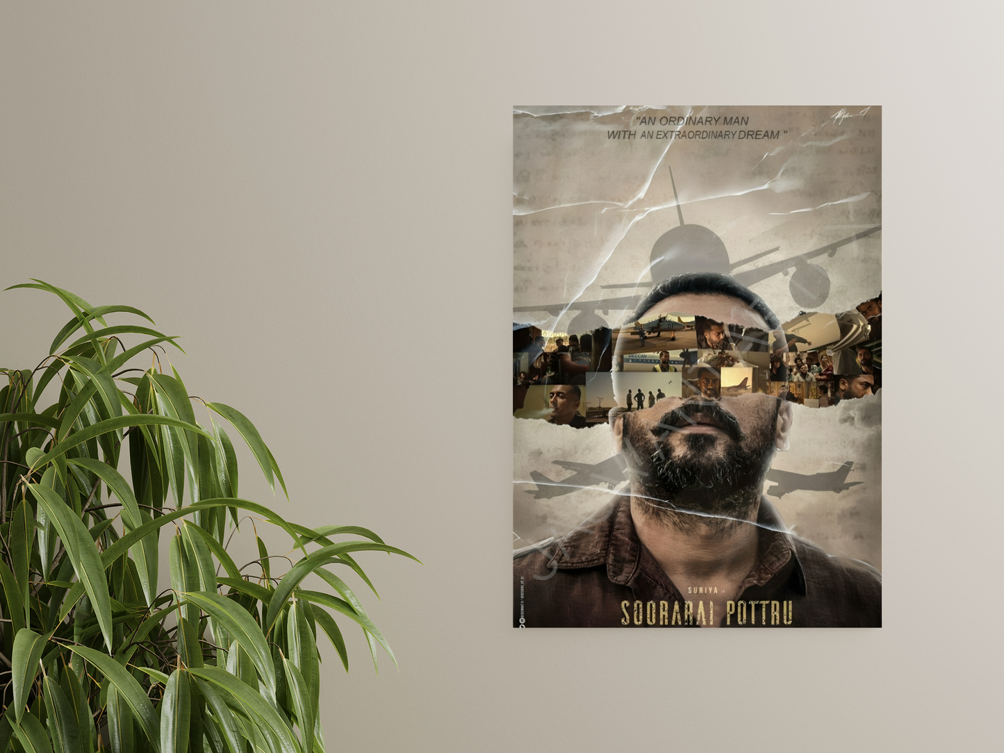 Suriya Soorarai Pottru Movie Poster A4 Sticker Art