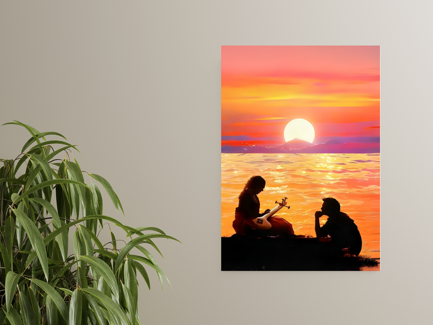 Sunset Serenade A4 Sticker Poster - Romantic Aesthetic Art