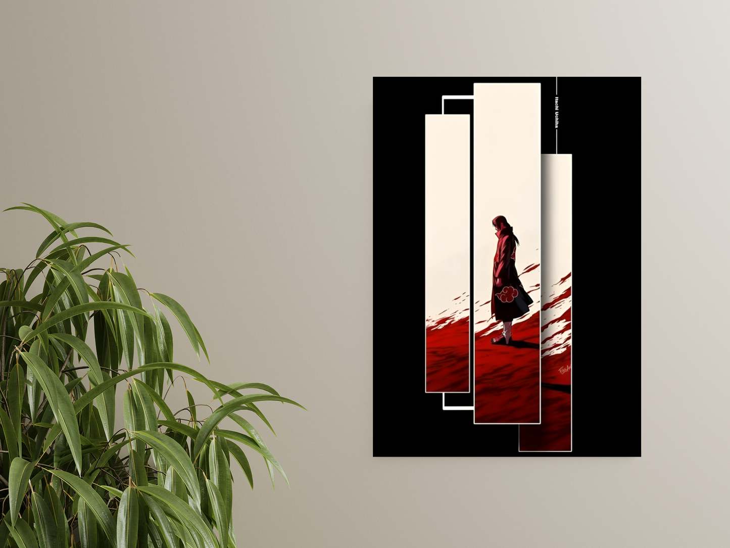 Itachi Uchiha Red & Black A4 Sticker Poster - Naruto Art