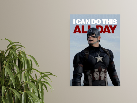 🇺🇸 Captain America I Can Do This All Day A4 Sticker Poster