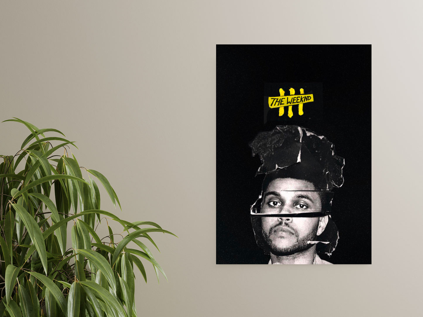 The Weeknd Black & White Collage A4 Sticker Poster - Moody Art