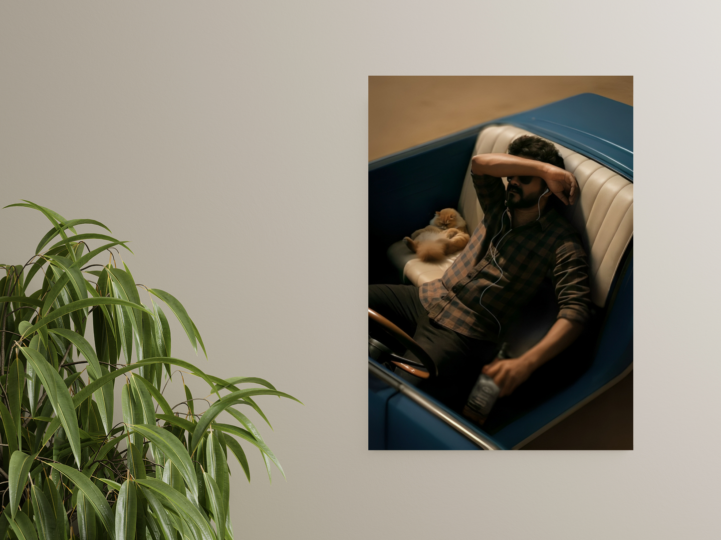 Thalapathy Vijay Aesthetic A4 Sticker Poster - Vintage Car Vibe