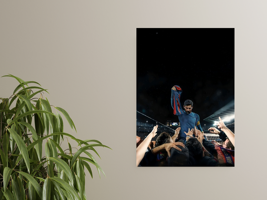 Lionel Messi Champion A4 Sticker Poster - Football Icon Art