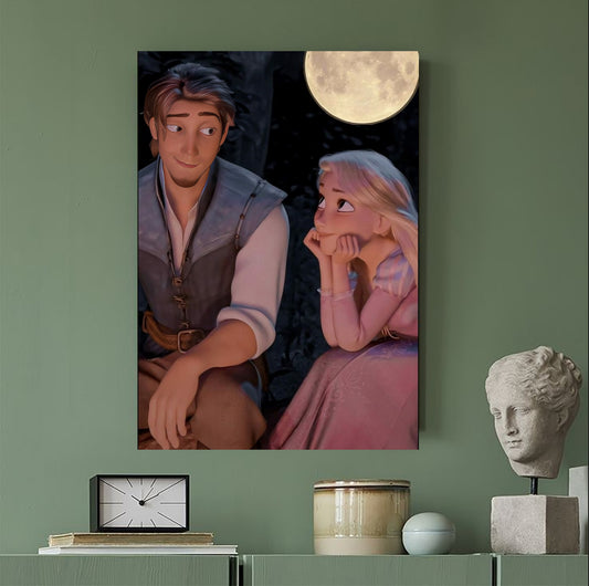 Tangled Rapunzel & Flynn Lantern Boat Scene Poster