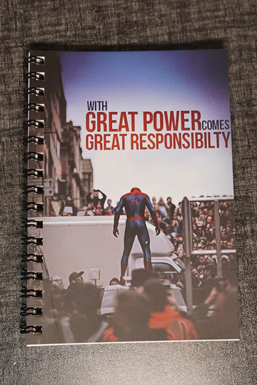 Spider Hero A6 Notebook – “With Great Power” Quote