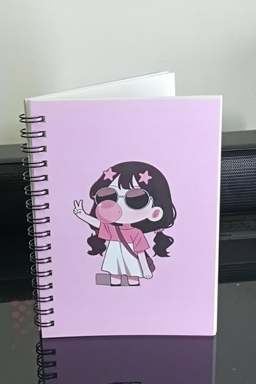 Cute A6 Size Spiral Notebook – Bubblegum Girl Design