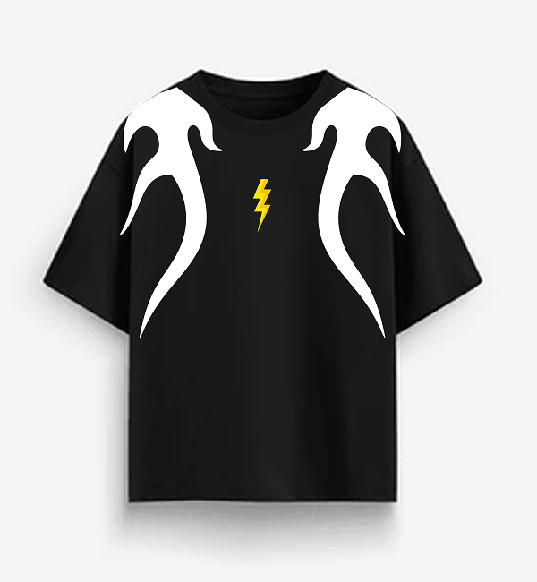 Lightning Strike Oversized T-Shirt (Black/Yellow)